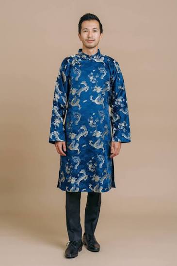 Vietnamese Blue Velvet Attires